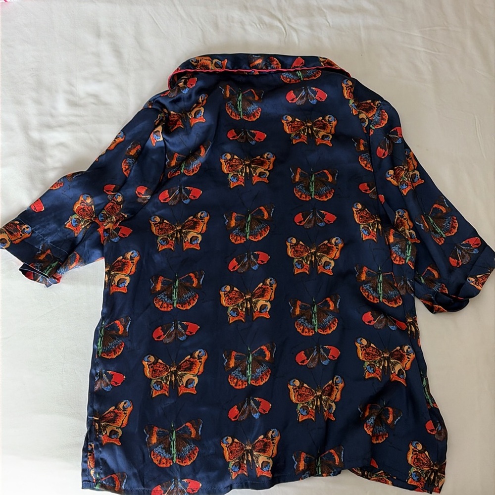 Elegant Navy Butterfly Print Pajama Set - Picture 5 of 5